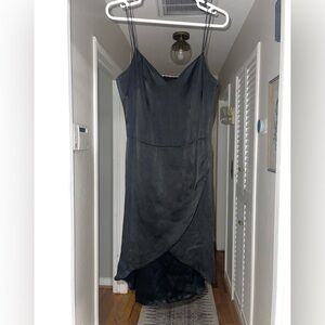 EUC Black Brushed Silk Faux Wrap Dress